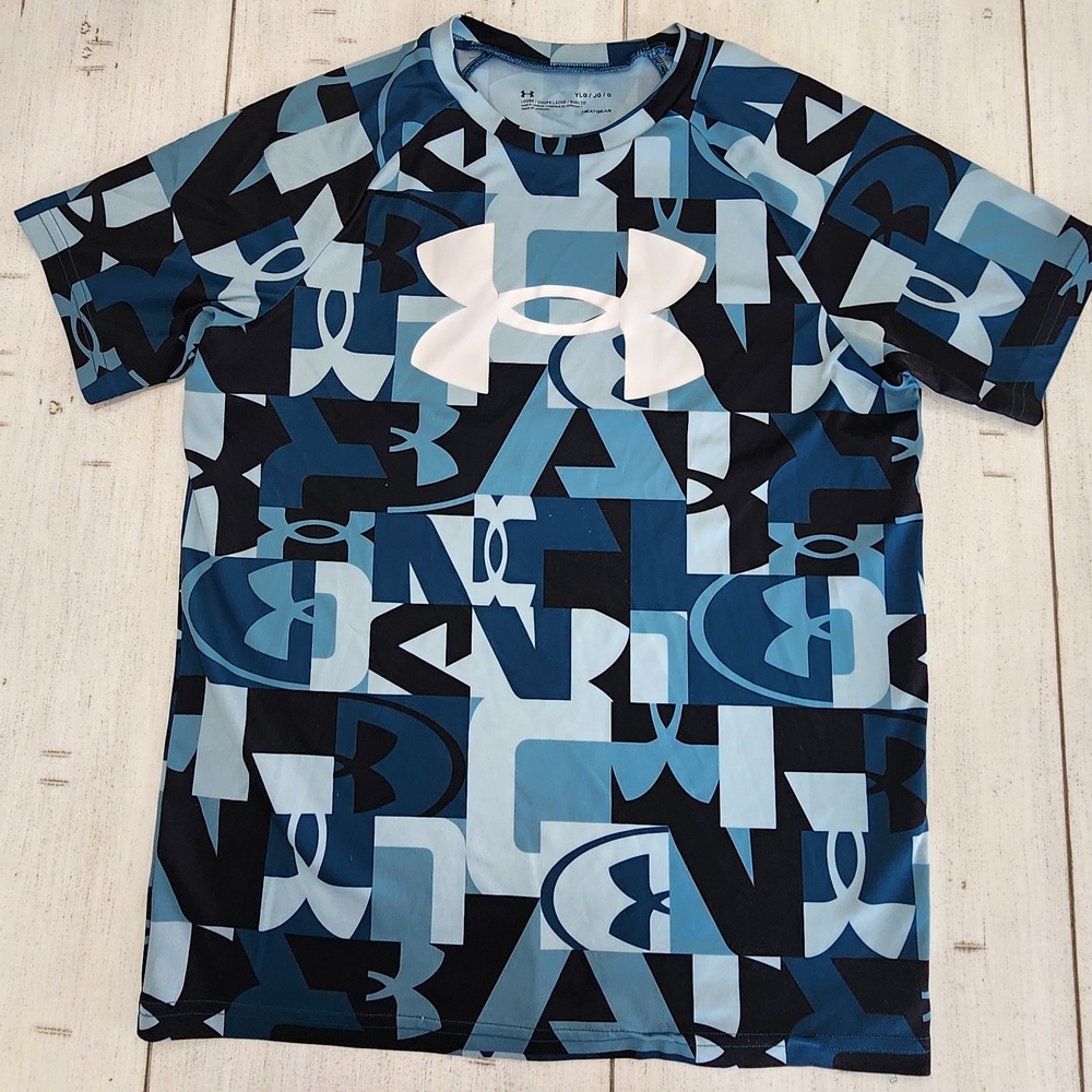 Under Armour Kids Geometric Blue and Black Tee